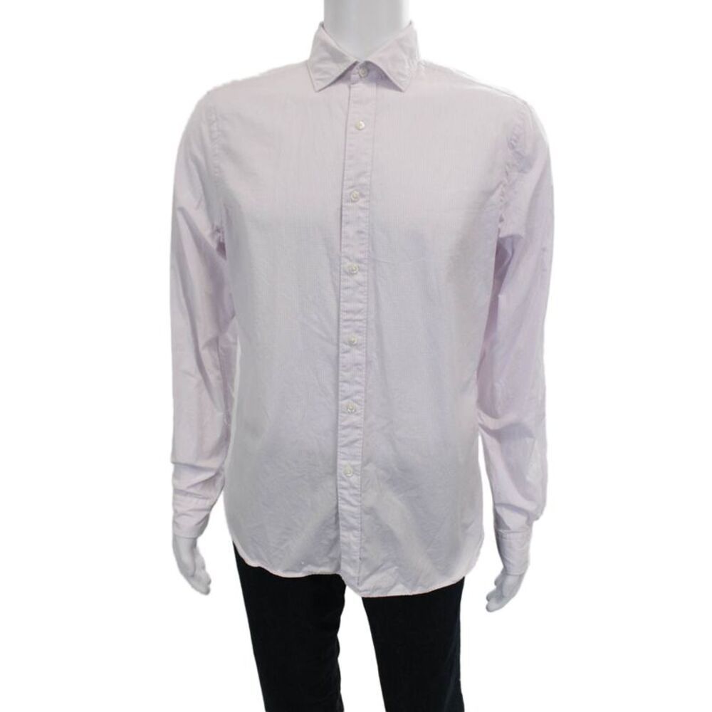 The Men's Store at Bloomingdale's Mens Pink Striped Button Up Shirt Size M